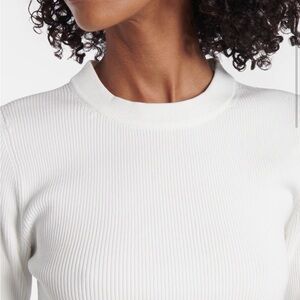 COS White Ribbed Mock Neck Top